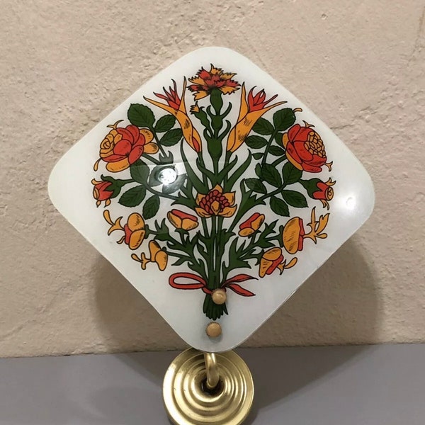 Rare flower painted Curved glass Sconce - 1950s Turkey