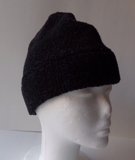 Black Berber Thermal Polar FLEECE SKULL CAP Half Moon Winter Hat