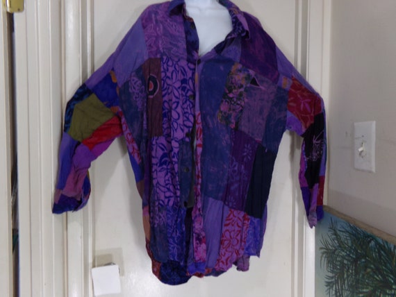 Rare!  VINTAGE Long QUILTED Long Sleeve Button SH… - image 1