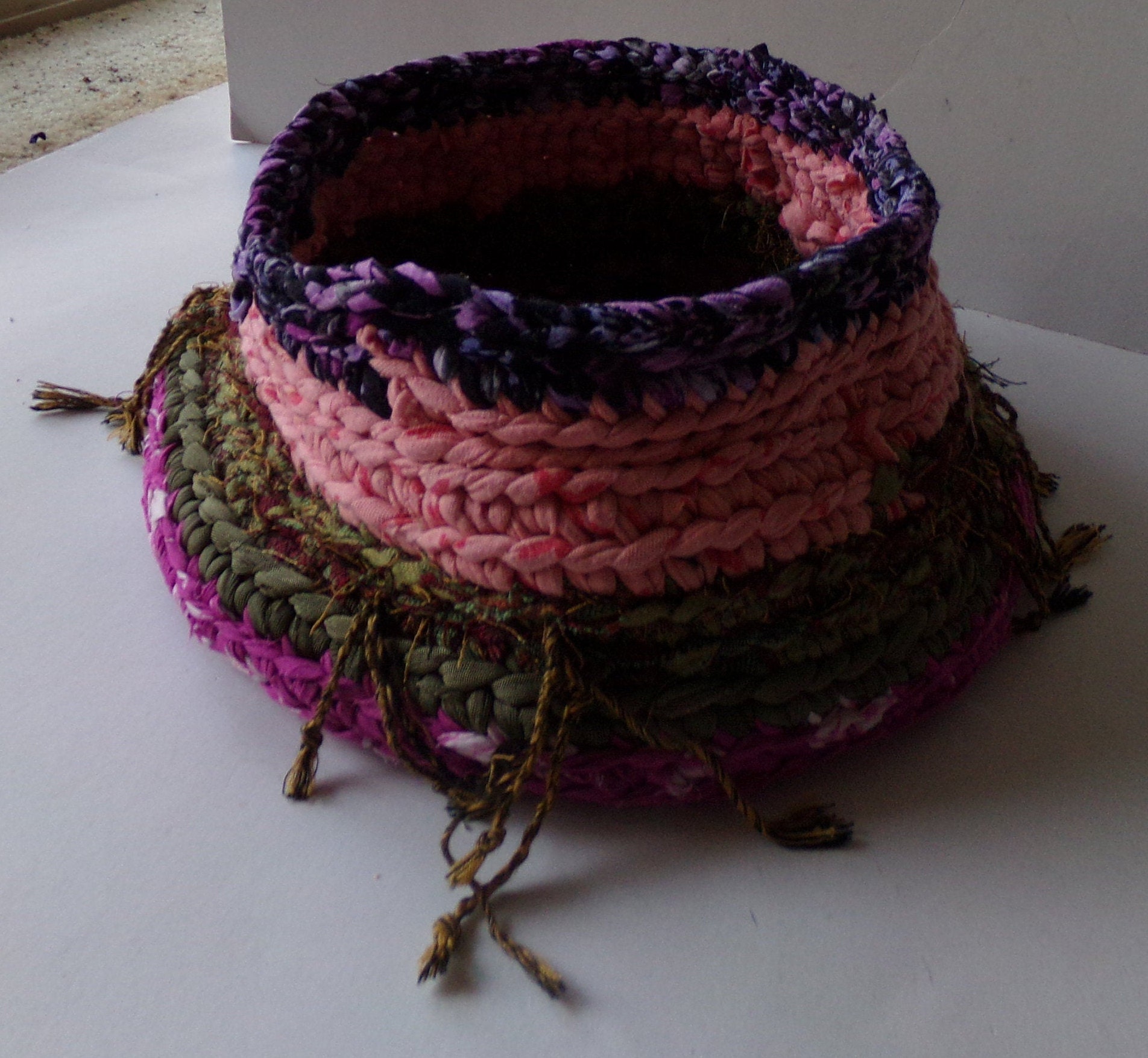 Handmade Rag Basket Crocheted With Recycled Fabric & Clothing Etsy