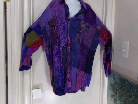 Rare!  VINTAGE Long QUILTED Long Sleeve Button SH… - image 7