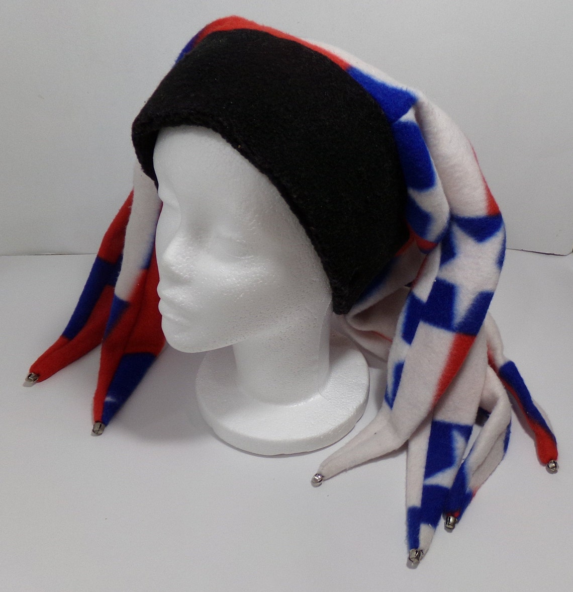 Red white & blue FLEECE JESTER HAT 6 points w/bells Etsy