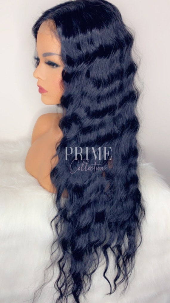 Long black wavy wig online