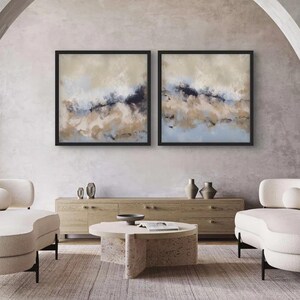 Arte murale per la decorazione della stanza - Set di 2 stampe incorniciate della Sicilia - Arte murale quadrata - Quadro astratto - Arte murale alla moda con cornice in legno