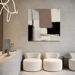 Arte murale estetica con cornice in legno - Arte su tela Oslo per l'arredamento della fattoria - Arte astratta da appendere alla parete, Arte murale di metà secolo - Arte murale moderna