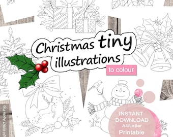 Christmas Coloring Pages: 24 Tiny Illustrations (Printable PDF)