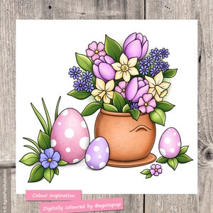 Floral Easter Colouring Page Set for Adults. 18 tiny illustrations and 2 full pages. Printable PDF. Instant download. image 6