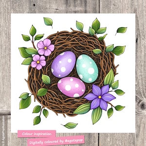 Floral Easter Colouring Page Set for Adults. 18 tiny illustrations and 2 full pages. Printable PDF. Instant download. image 5