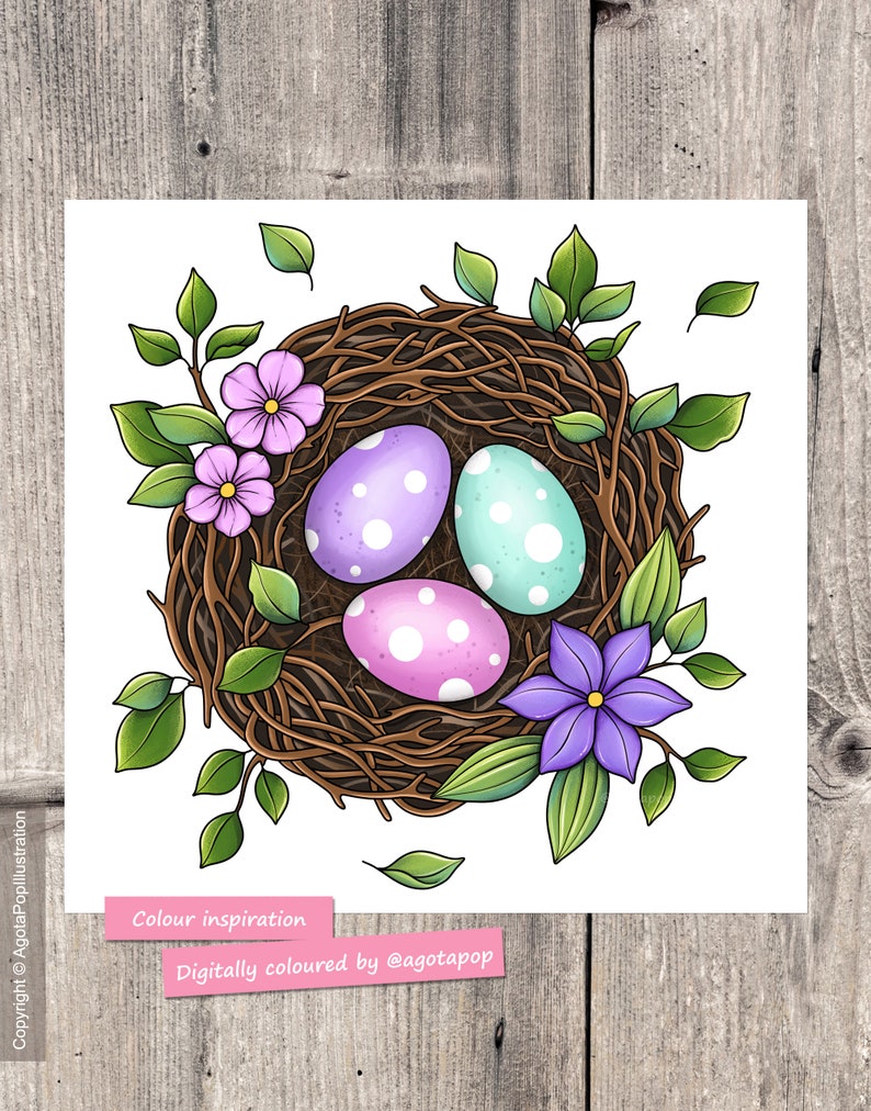 Floral Easter Colouring Page Set for Adults. 18 tiny illustrations and 2 full pages. Printable PDF. Instant download. image 5