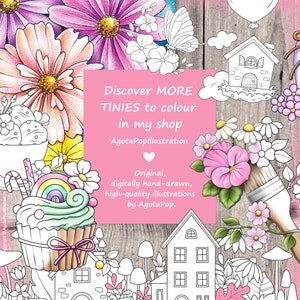 Tinies on Shelves MARCH Colouring Page Set for Adults. 5 pages. Printable PDF. Instant download. image 10