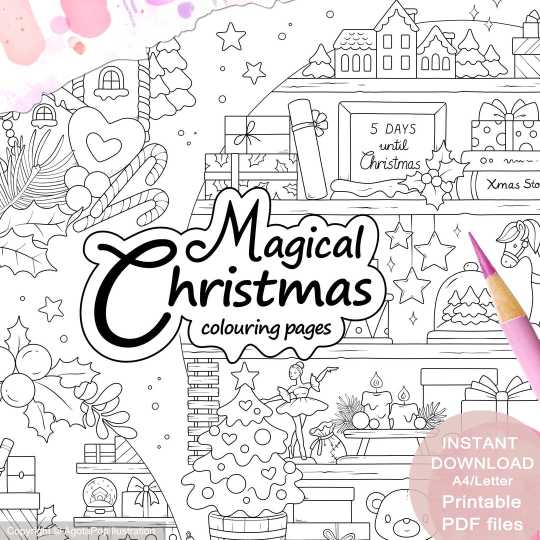 Ensemble de pages de coloriage de Noël magiques pour adultes. 3 pages