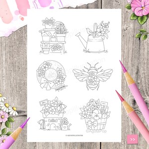 Tinies on Shelves MARCH Colouring Page Set for Adults. 5 pages. Printable PDF. Instant download. image 6