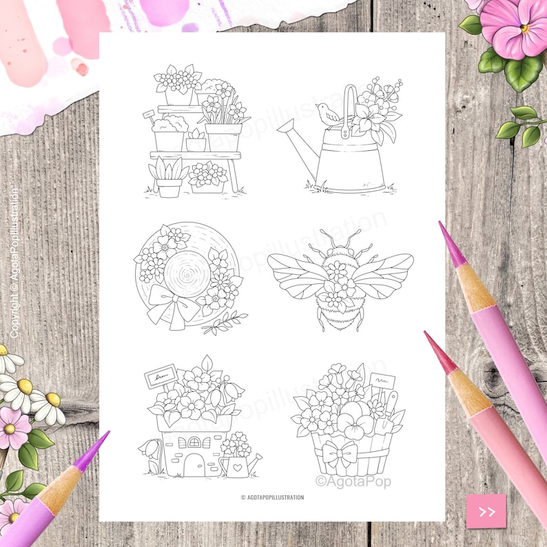 Tinies on Shelves MARCH Colouring Page Set for Adults. 5 pages. Printable PDF. Instant download. image 6