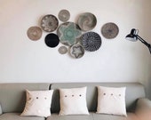 Set of 10 Wicker round bowl, Wicker wall tray, Bohemian wall decor, Wicker basket, Seagrass weaving handmade Wall decoration HG0029