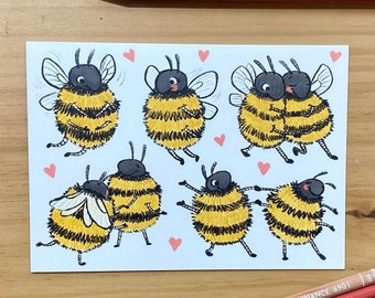 Bee Mine Illustrated Bee Valentine’s Day Card 5x7 Greeting Card