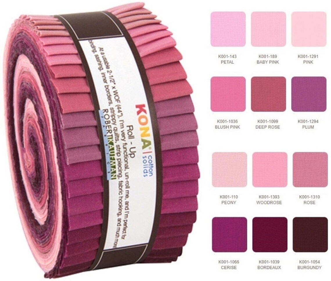 Kona Quilting Cotton Solids Jelly Roll Powder Room Palette Etsy UK