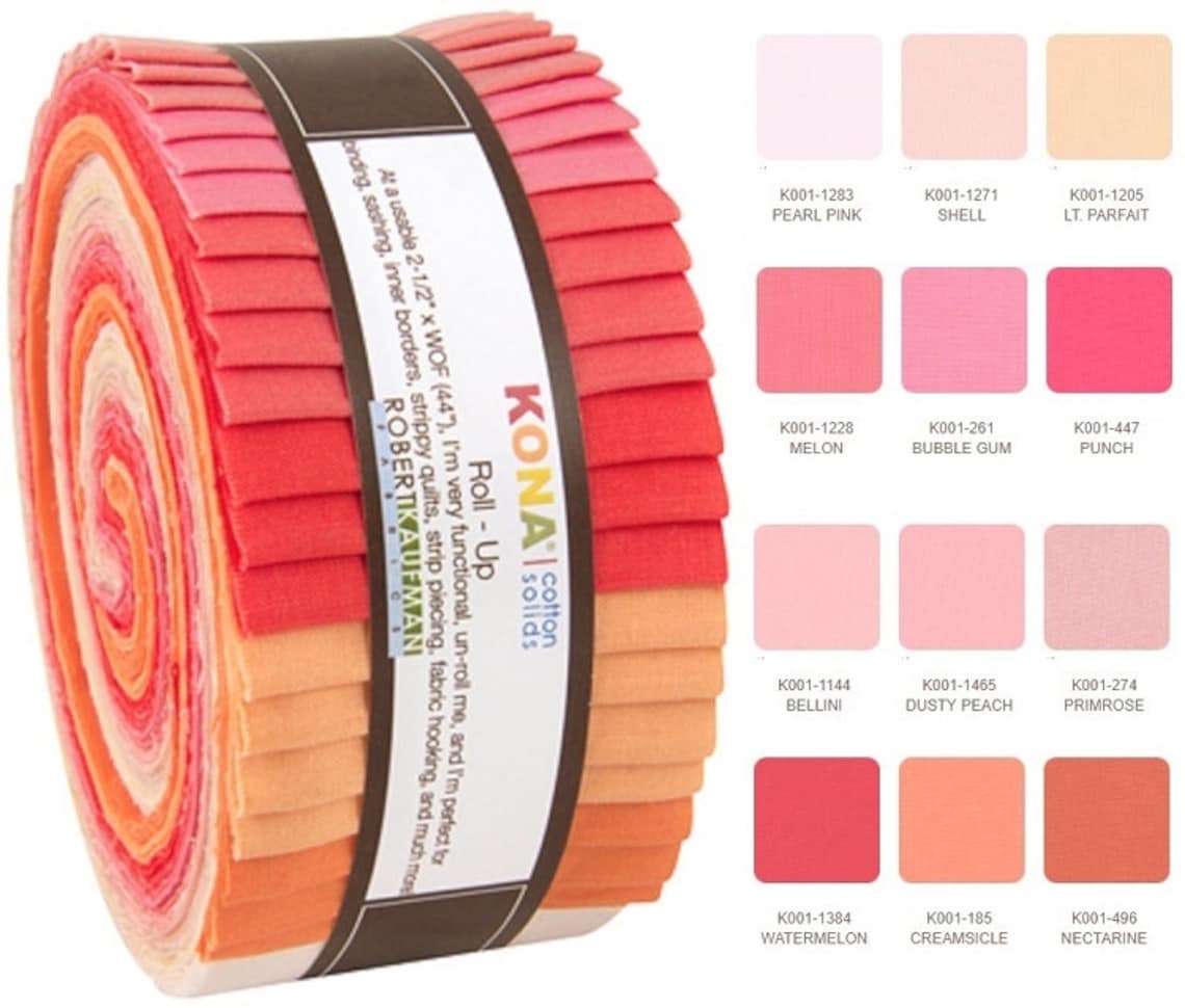Kona Quilting Cotton Solids Jelly Roll Blushing Bouquet Etsy