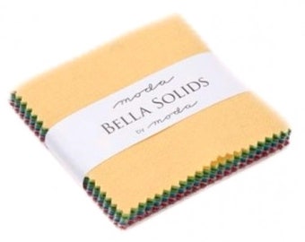 Quilting Cotton Fabric Bella Solids New Mini Charm Packs By Moda