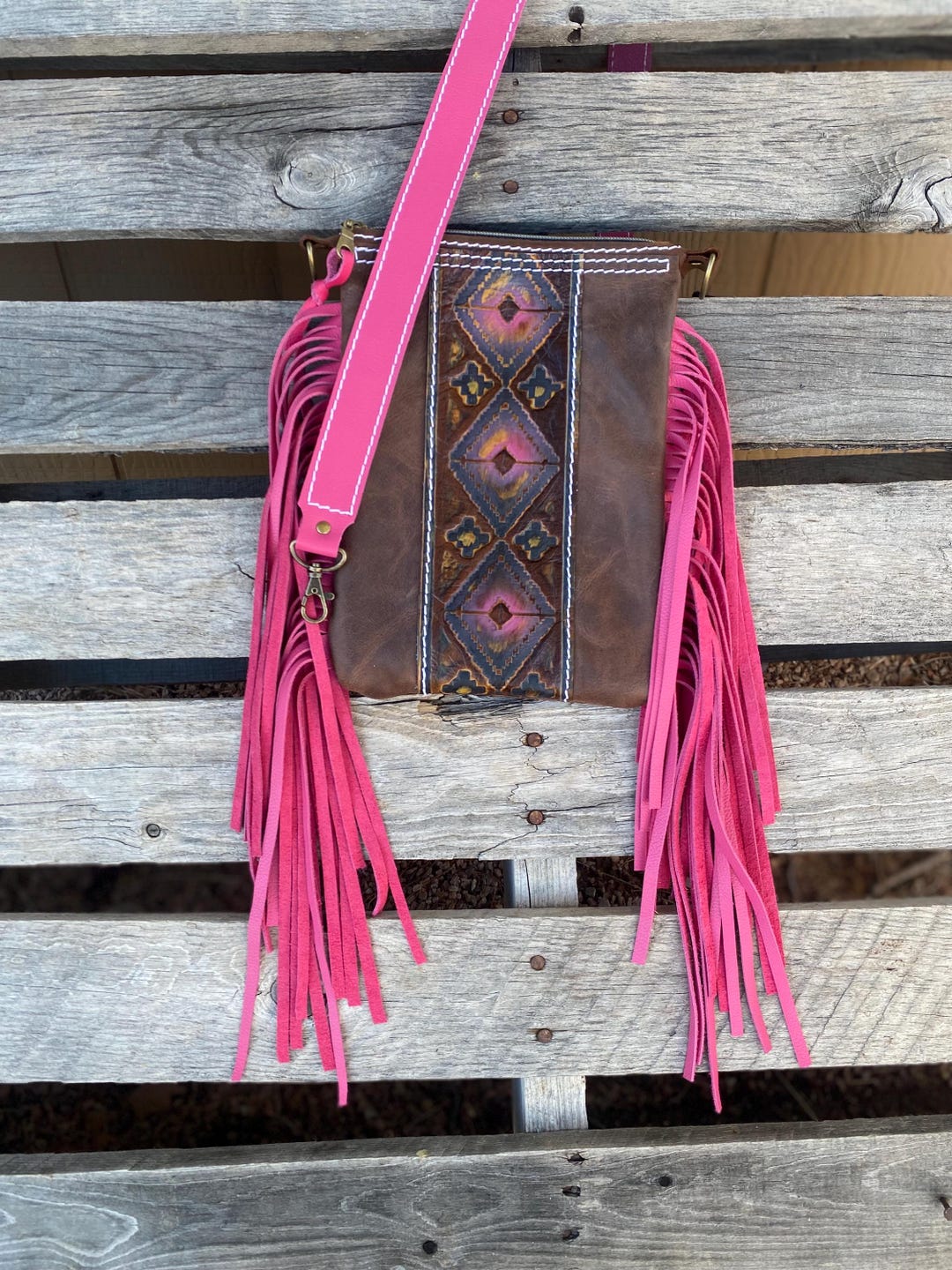 Aztec pink handcrafted briefcase bag for women main image 1
