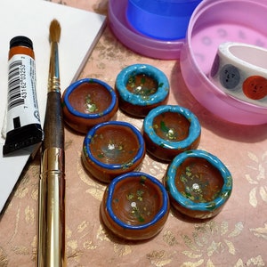 Monet Lake | Ceramic Half Pan for Watercolor Paints | Handmade Pottery