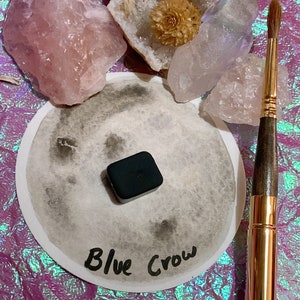 Blue Crow | Moving Castle | Quarter Pan | Handmade Art Supplies | Honey Based Watercolor Paints