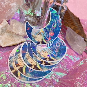 Lucy Moon Sticker | Holographic Holo Waterproof Tear Resist Water bottle Sticker
