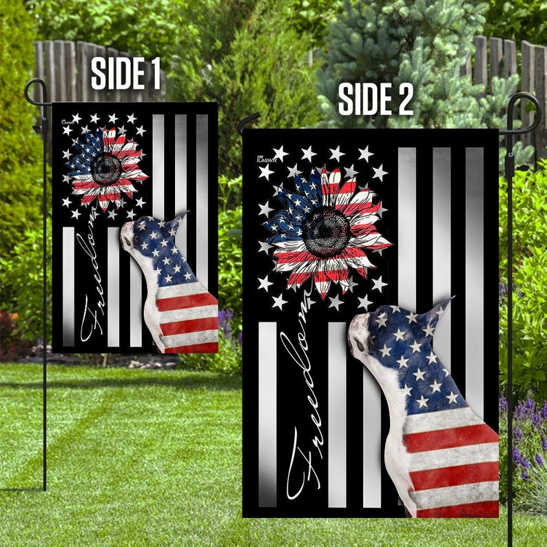 Boston Terrier Freedom American US Flag Garden Flag peace | Etsy