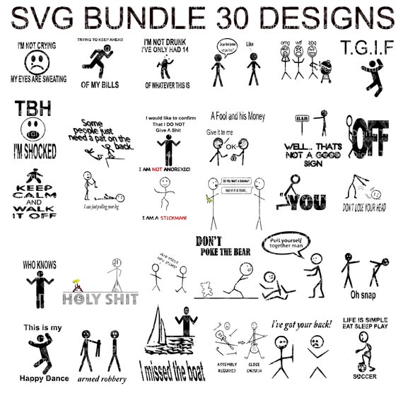 Stick Figure Bundle Svg Stick Figure Designs Svg SVG File - Etsy