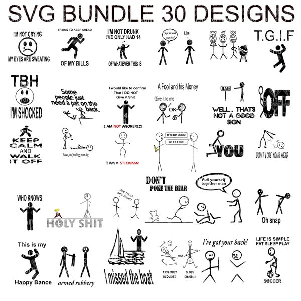 Stick Figure Bundle Svg, Stick figure Designs Svg, SVG File for Cutting Machine, Silhouette Cameo, Cricut