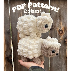 2 in 1 Crochet Sheep! Small and Large Sheep Low-Sew Pattern - PDF Download