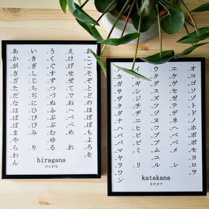 Hiragana And Katakana Chart Print. Japanese Chart. Japanese Wall Art. Japanese Alphabet Poster. Kids Room. Office Print. Language Learning