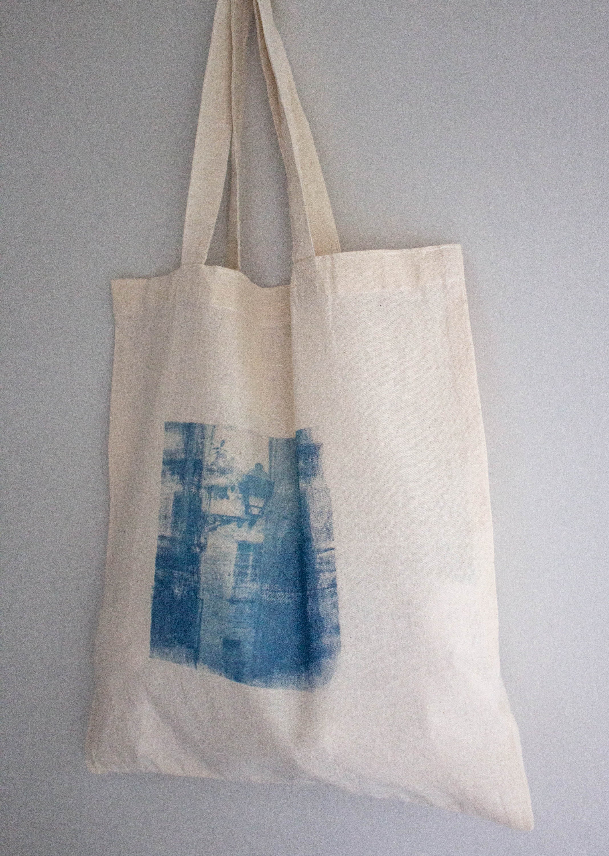 Cyanotype tote bag Handprinted shopping bag Gothic print | Etsy