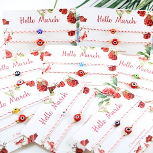 Martis Bracelet Set, Spring Bracelet, Red and White Bracelet, March bracelet, Greek martaki, evil eye bracelet