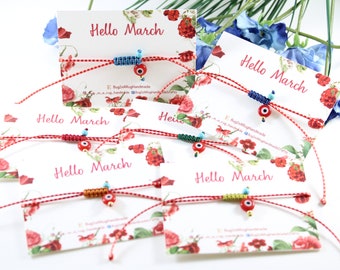 Martis Bracelet, Spring Bracelet, Red and White Bracelet, March bracelet, evil eye bracelet, traditional bracelet