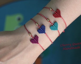 Macrame Heart Bracelet: Red and White Martis Spring Tradition