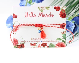 Martis Bracelet, Spring Bracelet, Red and White Bracelet, March bracelet, greek march traditional bracelet
