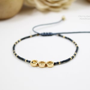 Minimalist Miyuki Seed Bead Bracelet: Golden Brass Adjustable Jewelry