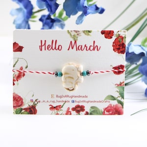 Elephant Charm Bracelet: Red and White Martis Protection Bracelet