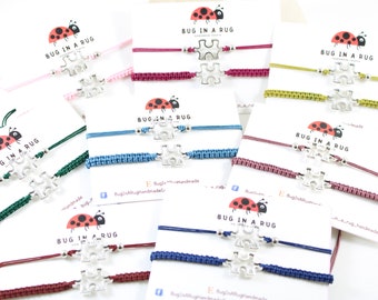 Makramee Puzzleteil Armband Set: Verstellbarer Freundschaftsschmuck
