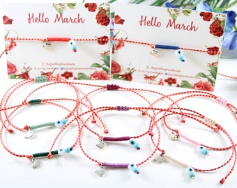 Martis Bracelet: Red & White Thread, Evil Eye Protection