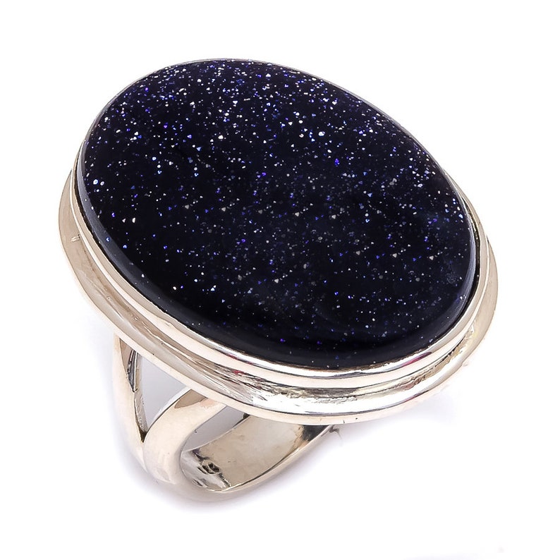 Blue Sandstone 925 Sterling Silver Statement Ring Handmade silver Ring Sandstone Ring Christmas Ring