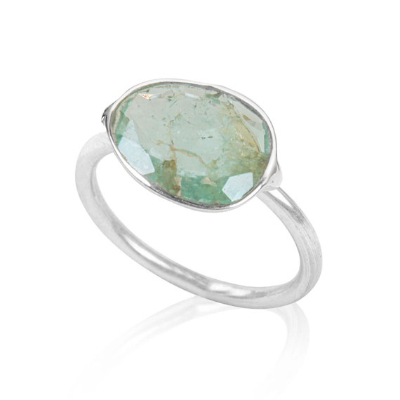 Natural Faceted Aquamarin  925 Sterling Silver Ring  Handmade Ring  silver Gemstone Ring Genuine Aquamarin Gemstone Ring Handmade Jewelry