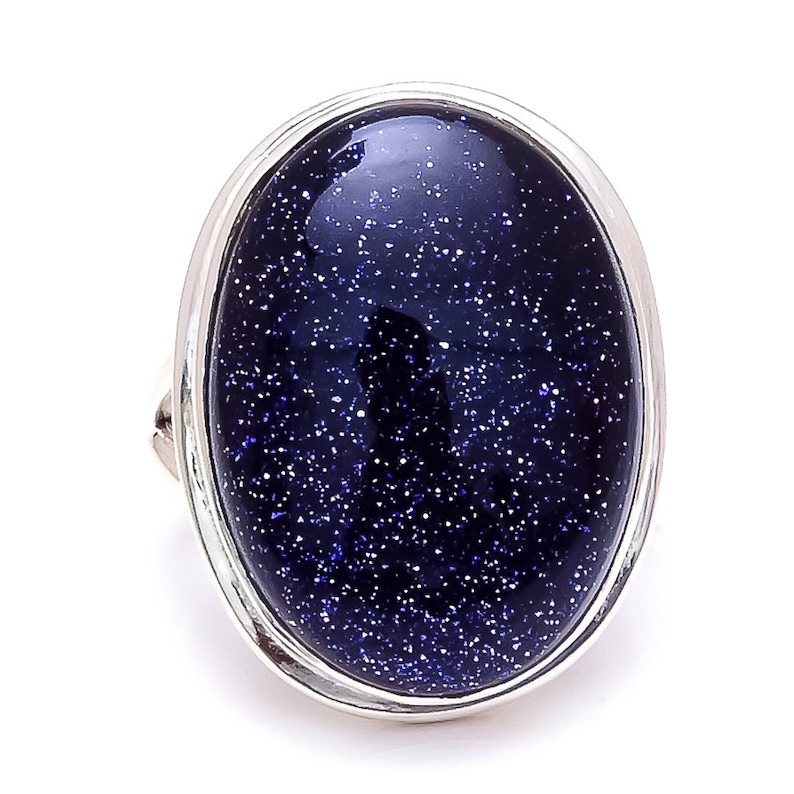 Blue Sandstone 925 Sterling Silver Statement Ring Handmade silver Ring Sandstone Ring Christmas Ring