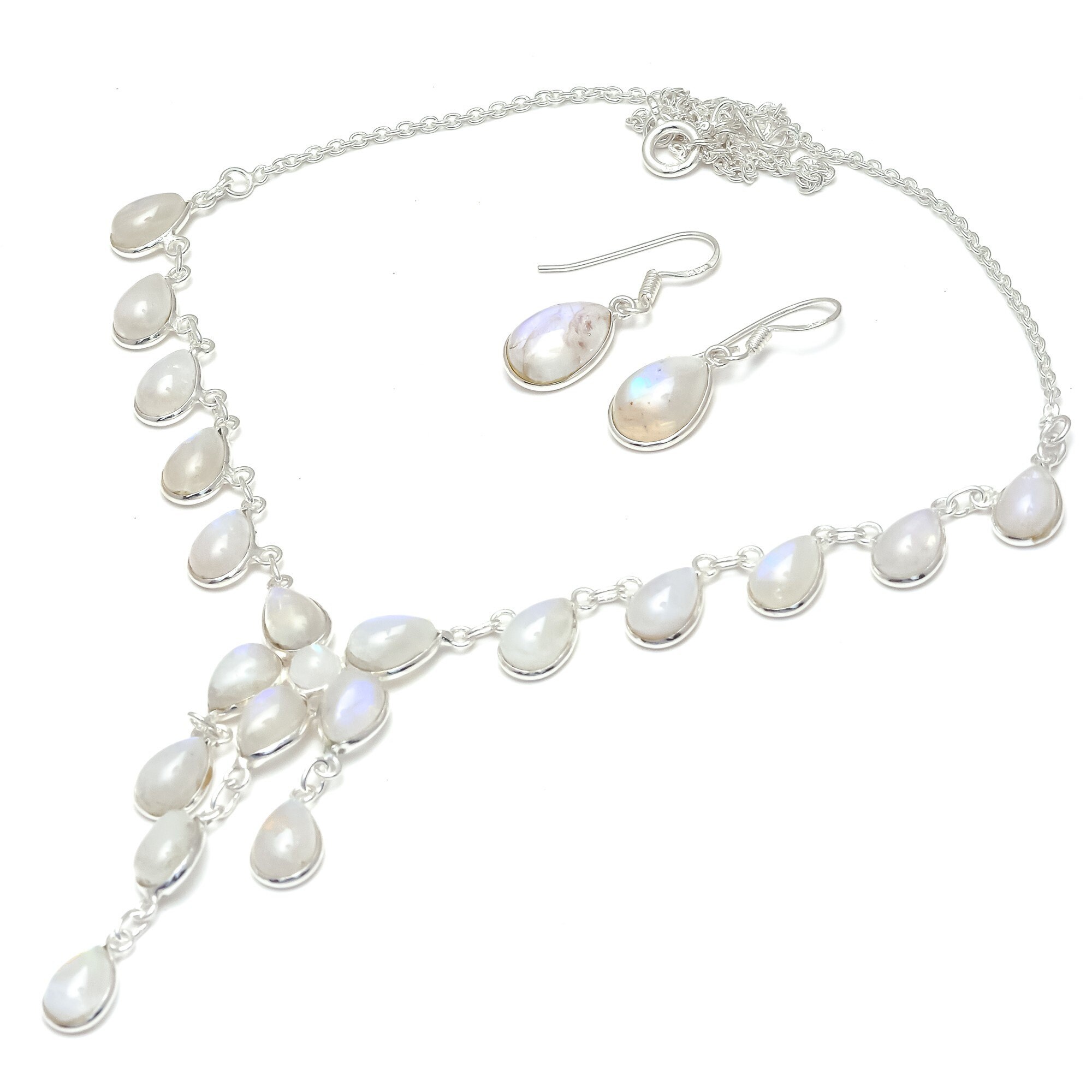 Silver Necklace and Earrings Set wedding necklace and earring Etsy