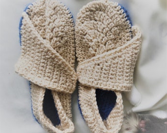 Hand Crocheted Slippers Kid's Size 1-2