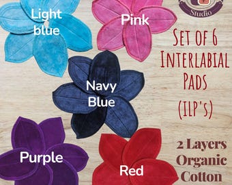 Compresas interlabiales de algodón orgánico, juego de 6.