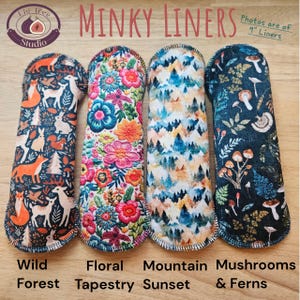 Minky Reusable Cloth Panty Liners (single liner) with Absorbent/Waterproof Zorb backing for Periods, Sweat, Discharge, & Bladder Leaks