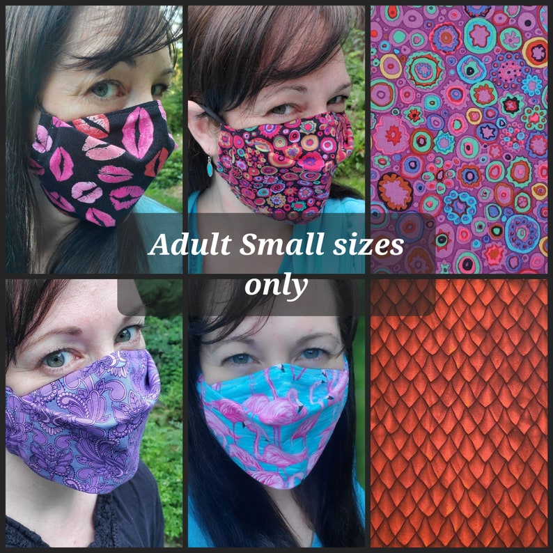 Jenny's Adult Small/Teen/Tween 3D Face Mask/Triple Layers with Non-Woven Polypropylene Liner/Behind Head Stretchy Straps w/ Bead image 1