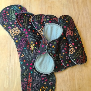 Minky &quot;Be Inspired&quot; Reusable Cloth Pad (single pad) with anti-microbial Zorb liner/waterproof backing for Periods/Light Bladder Leaks.