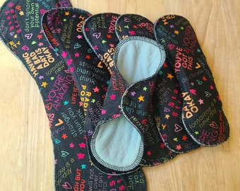 Minky &quot;Be Inspired&quot; Reusable Cloth Pad (single pad) with anti-microbial Zorb liner/waterproof backing for Periods/Light Bladder Leaks.